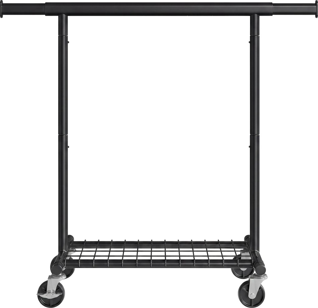 Guarda-roupas extensível 92-132 x 45 x 161,5 cm com rodas e prateleira, preto