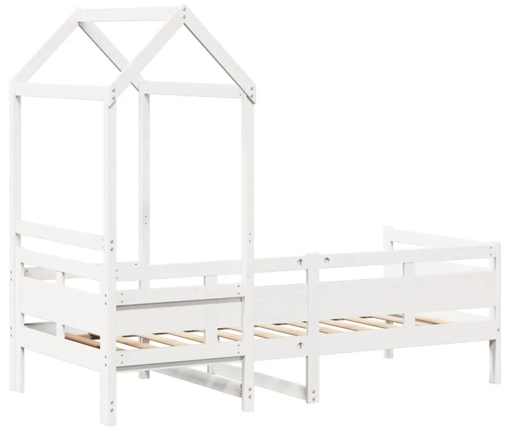 Sofá-cama com telhado 90x200 cm madeira de pinho maciça branco