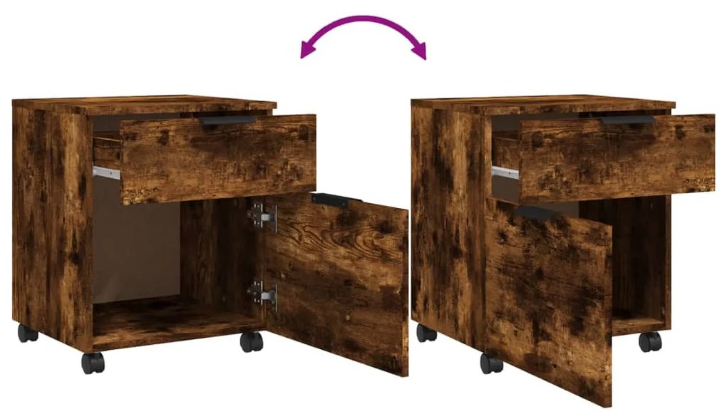 Arquivador móvel 45x38x54cm derivados madeira carvalho fumado