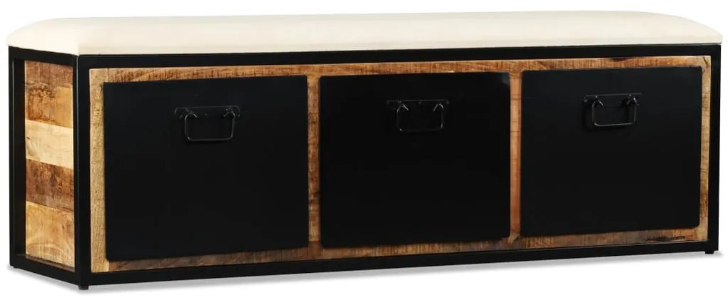 Banco armazenamento com 3 gavetas mangueira maciça 120x30x40cm