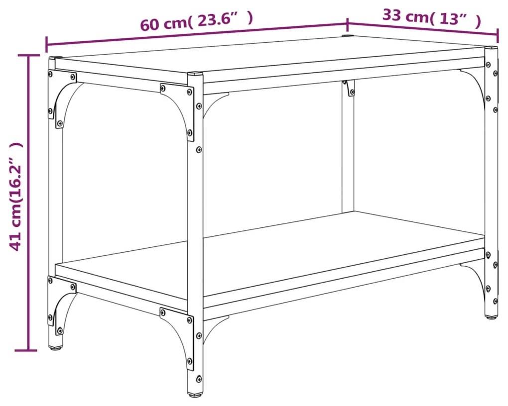 Móvel de TV 60x33x41 cm derivados madeira/aço cinzento sonoma