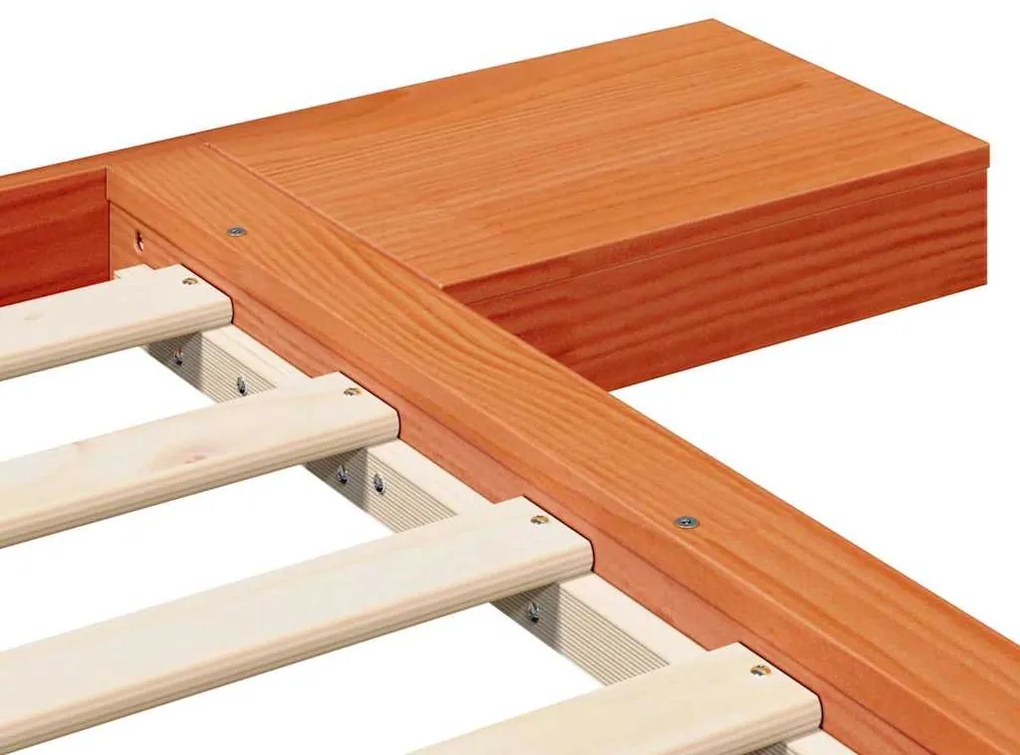 Estrado de Cama com Mesas de Cabeceira Castanho Encerado 140x200cm Mad