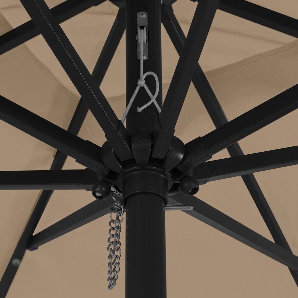 Parasol de Jardim Quadrado vidaXL com Luzes LED 295x245 cm Taupe