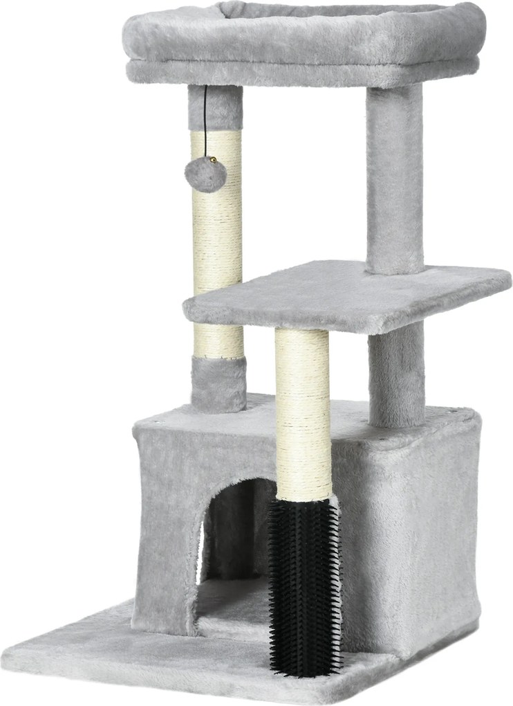 Arranhador para gatos, para trepar com arranhador, altura 85 cm, cinzento claro