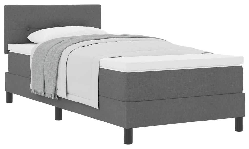 Cama Box Spring com Colchão Cinza Escuro 90x190 cm Tecido