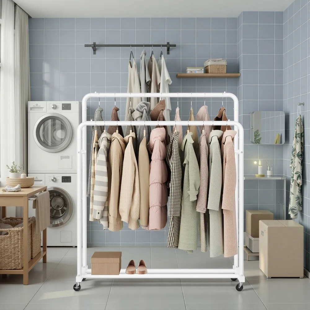 Guarda roupa aberto com rodas 46,5 x 110 x 155,5 cm Branco