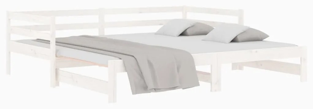 Estrutura sofá-cama de puxar 2x(90x190) cm pinho maciço branco