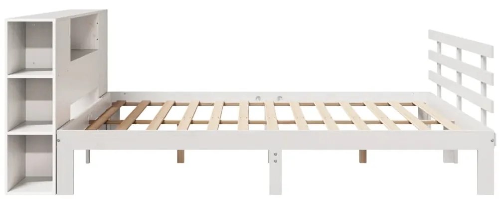 Cama com estante sem colchão 200x200 cm pinho maciço branco