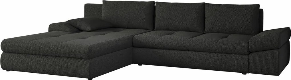 Sofá de canto Lincoln 124, Cama com arrumação, 313x215x84cm, 150 kg, Pernas: Plástico