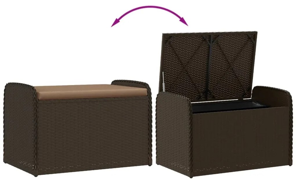 Banco de arrumação com almofadão 80x51x52 cm vime PE castanho