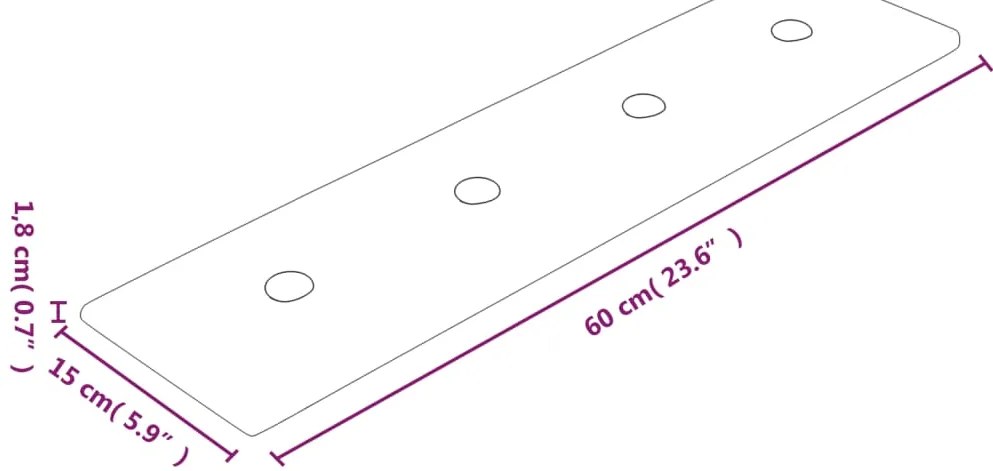 Painel parede 12pcs 60x15 cm couro artificial 1,08 m² cinza