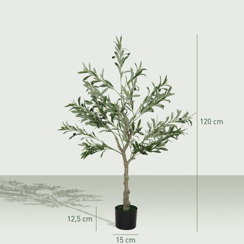 Oliveira Artificial Planta Artificial Decorativa de Interior com 20 Azeitonas Decoração  Ø15x120 cm Verde