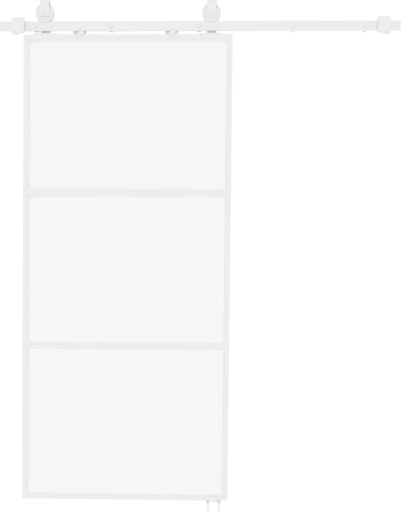 Porta de Correr de Vidro com Mecanismo de Fecho Suave para Casa de Banho Sala de Estar Cozinha 91,4x203,2 cm Branco