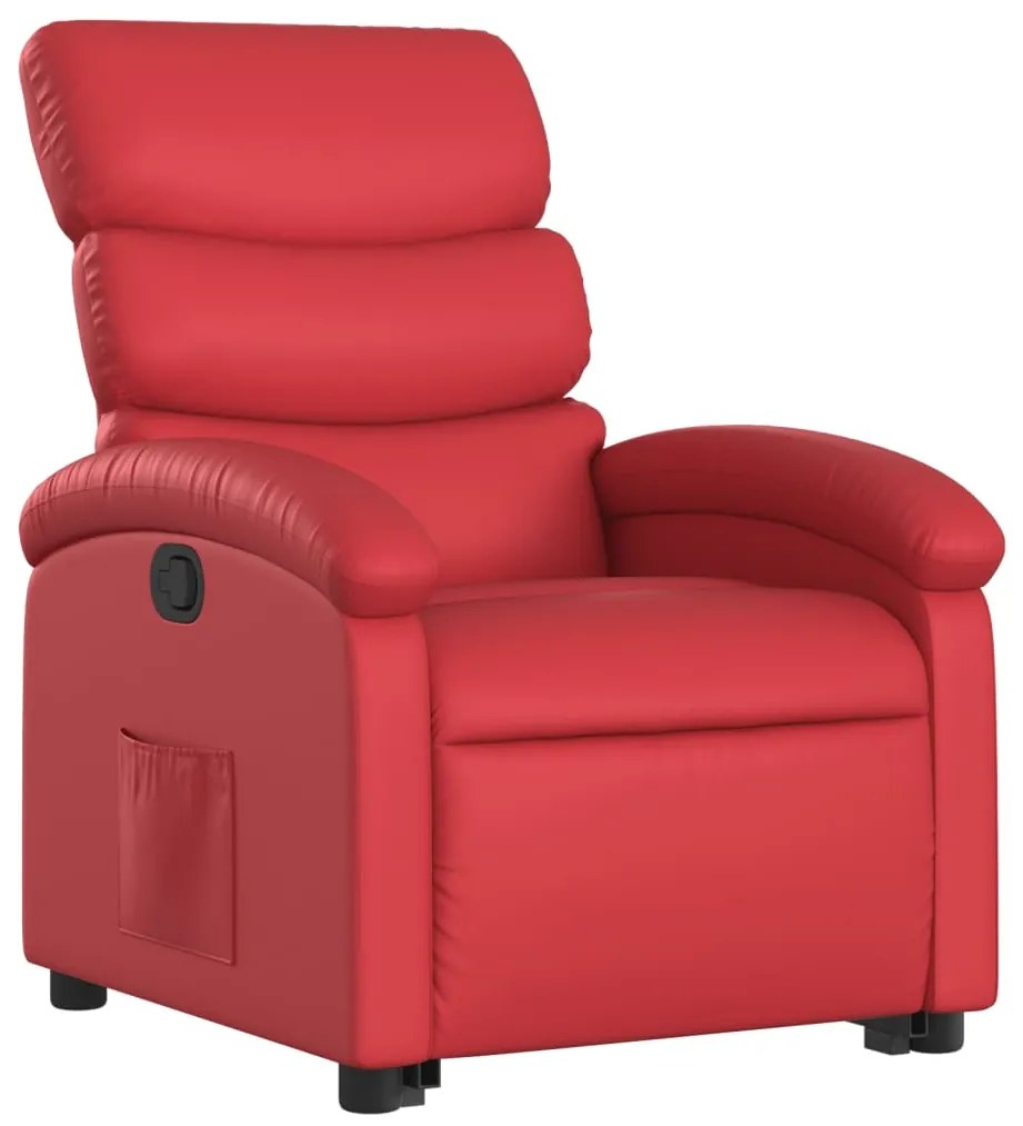 Poltrona reclinável elevatória couro artificial vermelho