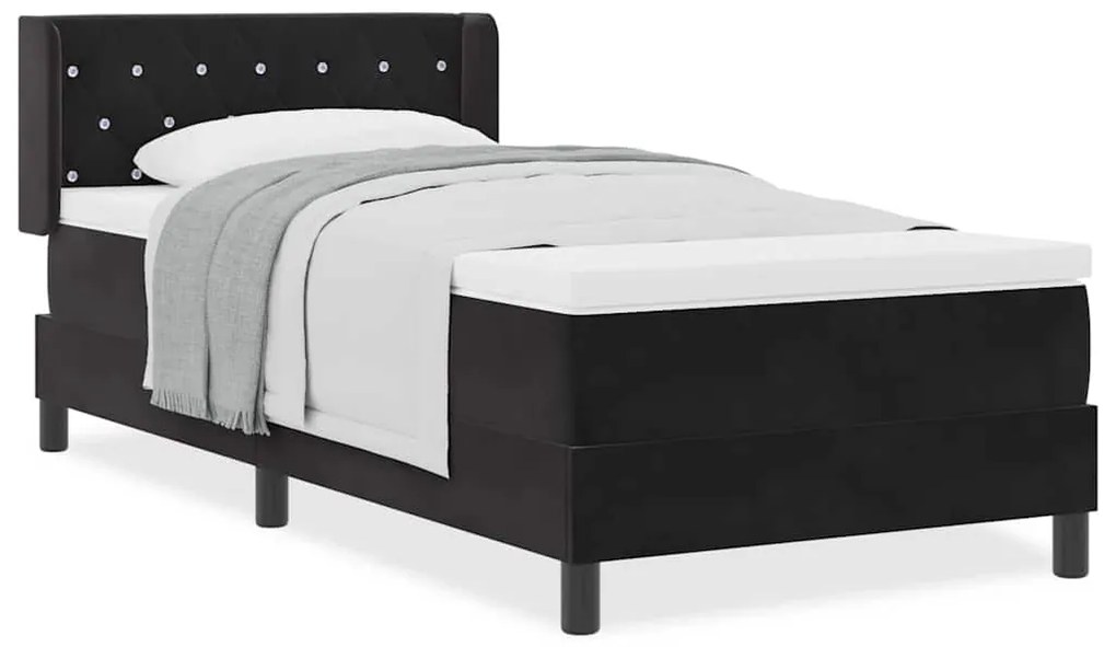 Cama Box com Colchão vidaXL Preto 100x200 cm Veludo