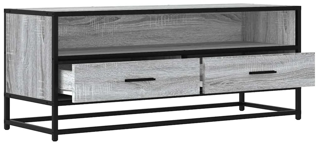Móvel p/ TV 100x34,5x40 cm deriv. madeira/metal cinzento sonoma