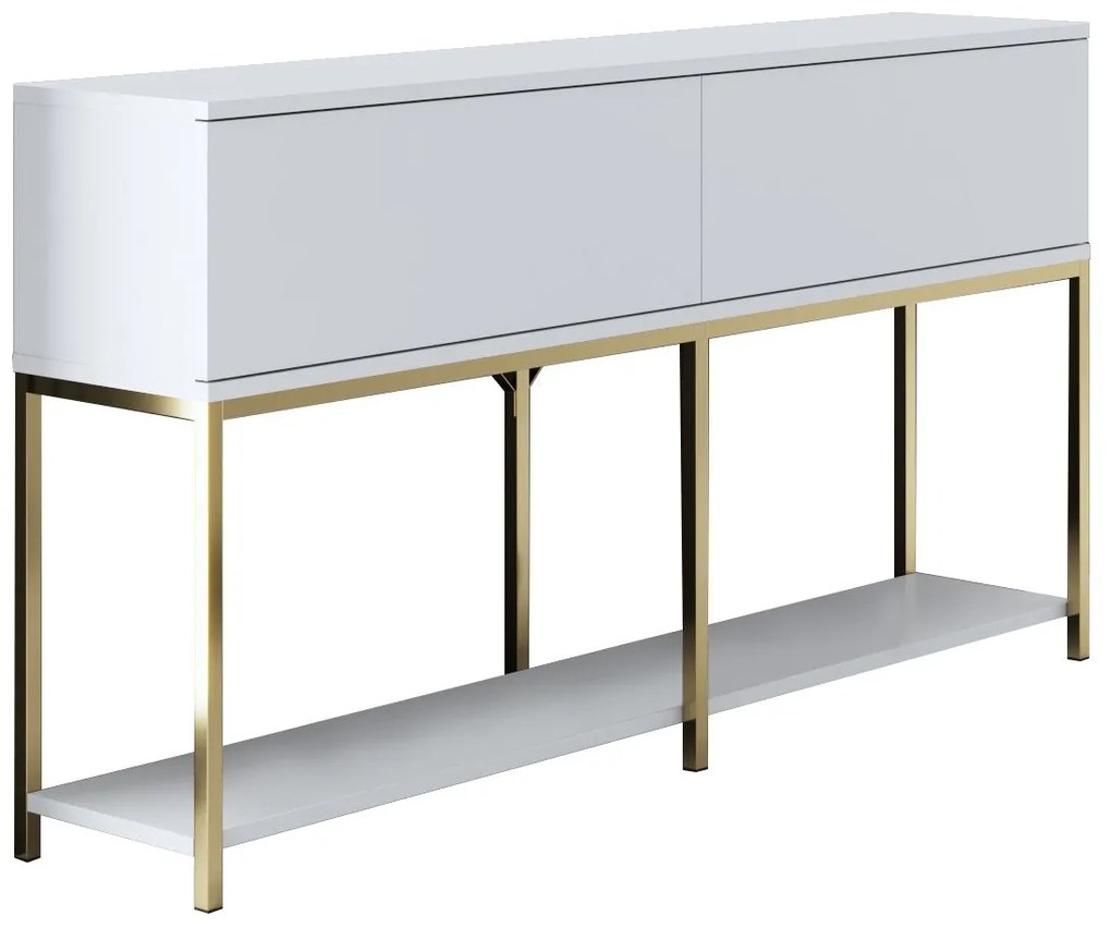 Conjunto de Mobiliário de Sala Lord – Branco/Dourado – Tv Stand: 180x4