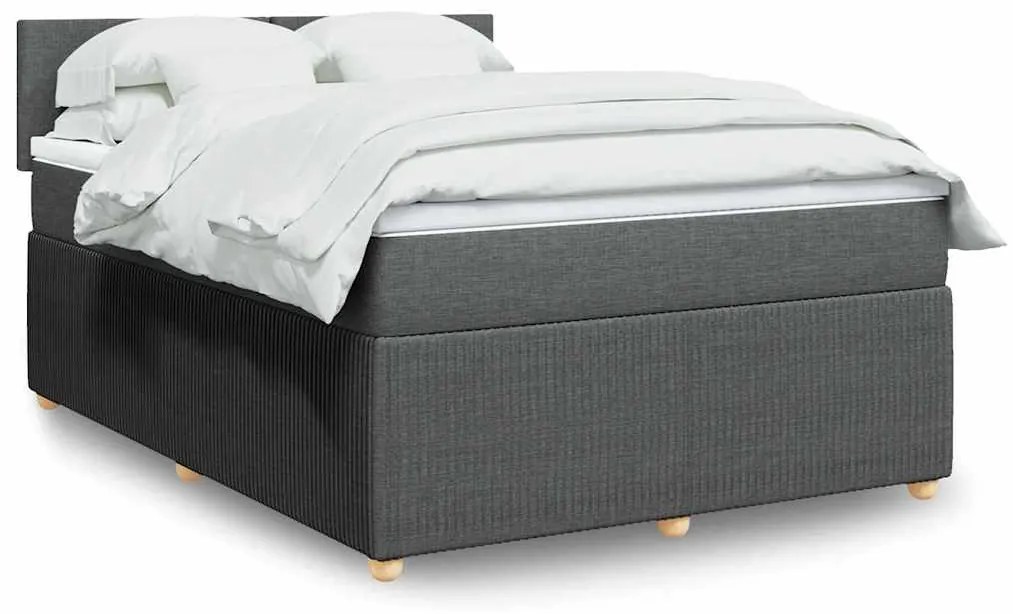 vidaXL Cama com molas/colchão 140x190 cm tecido cinzento-escuro