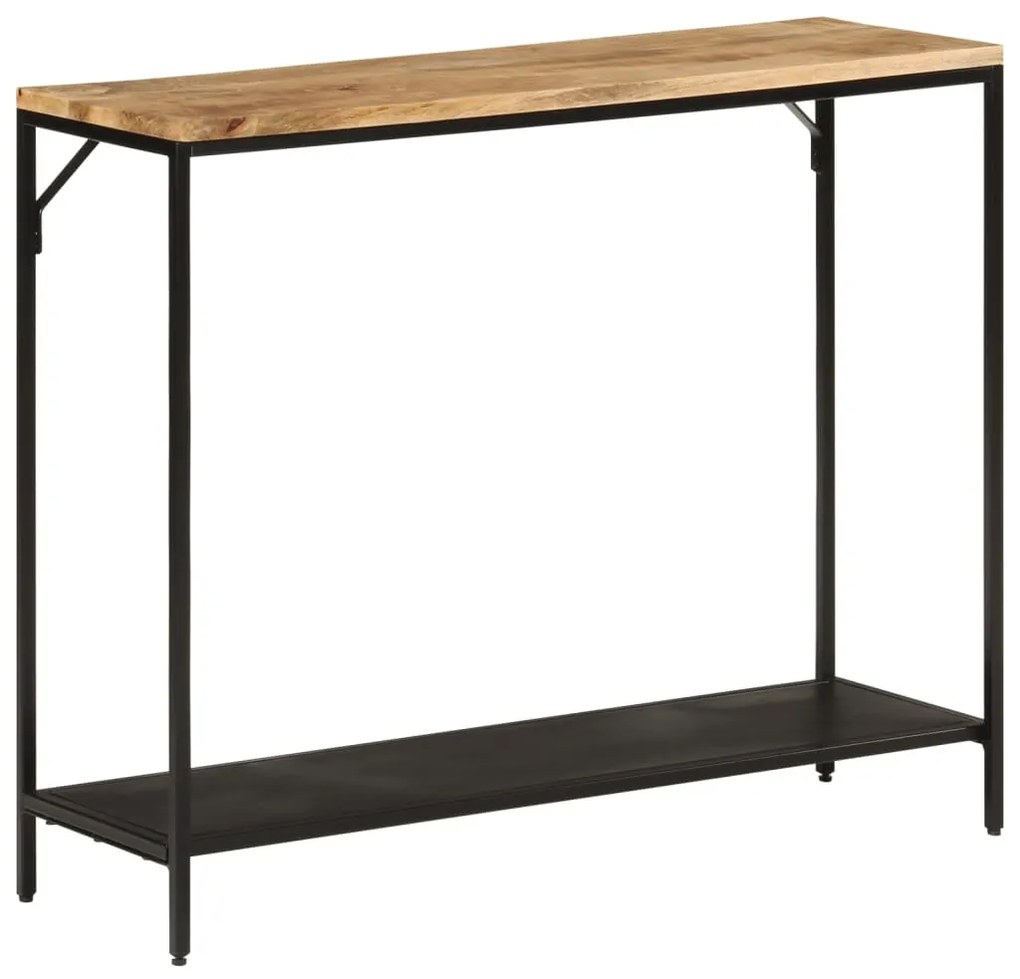 Mesa consola 90x30x75 cm madeira mangueira áspera maciça/ferro