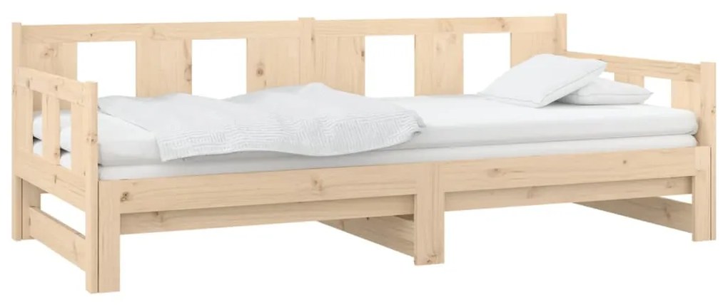 Estrutura sofá-cama de puxar 2x(90x200) cm madeira pinho maciço