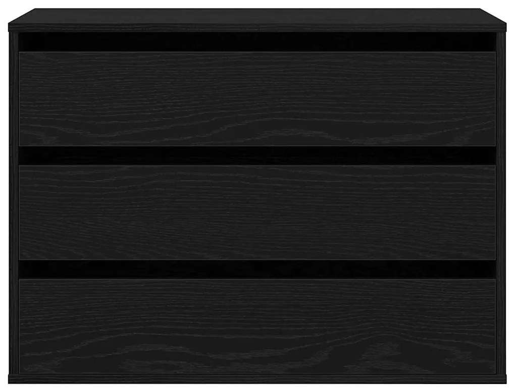 Chest of Drawers de Canto em Carvalho Preto 80x41x58 cm Madeira Engenh