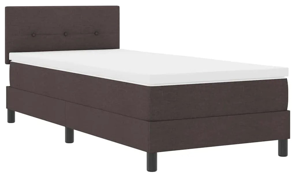 Cama Box com Colchão Castanho Escuro 100x200 cm Tecido