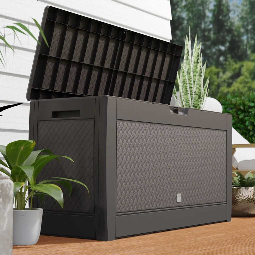 Caixa exterior com tampo Matuba 310L Rodas 119 x 48 x 60 cm Castanho