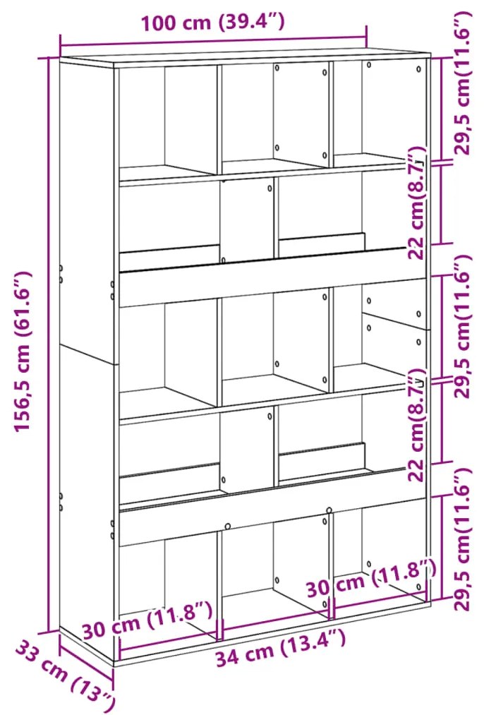 divisória 100x33x156,5 cm derivados de madeira cinzento sonoma