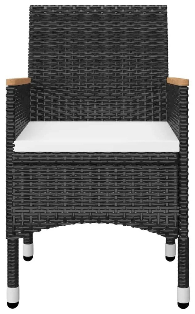 5 pcs conjunto de jantar p/ jardim c/ almofadões preto