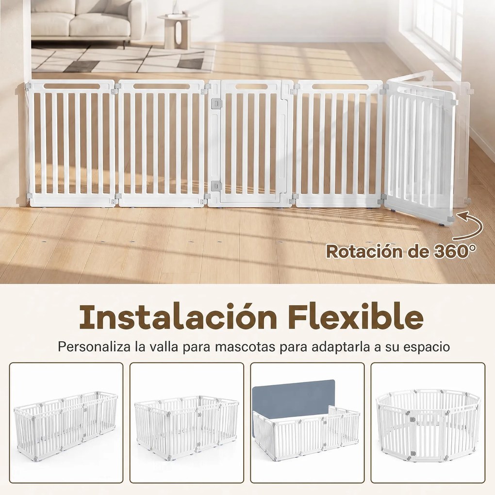 Recinto Modular para Cães, 53 x 81 cm, 9 Painéis Modulares, Branco