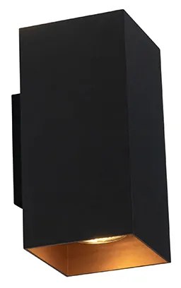 Candeeiro de parede quadrado design preto com interior dourado - Sab