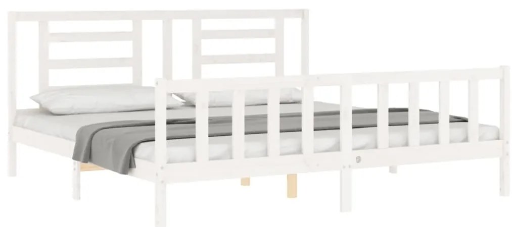 Estrutura cama Super King Size c/ cabeceira madeira branco