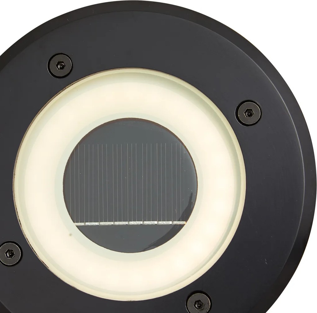 Foco de chão moderno preto com LED recarregável com energia solar IP65 - Solyx