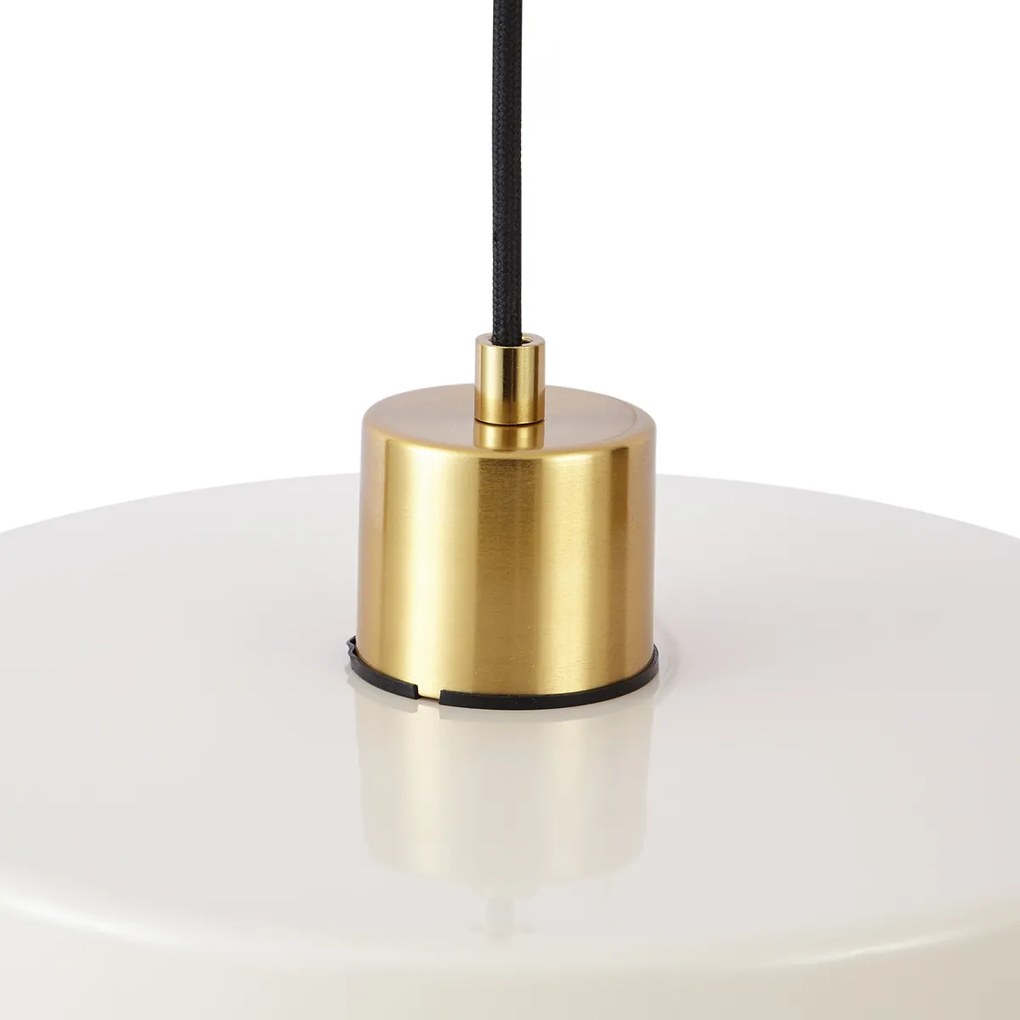 Candeeiro suspenso retro dourado com vidro bege - Jina Retro