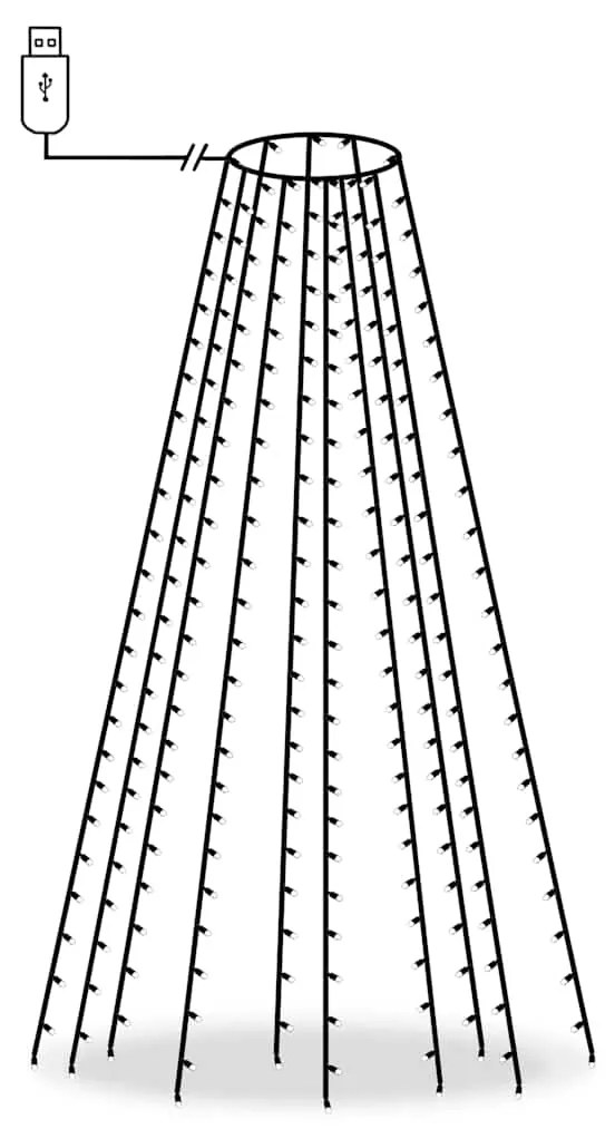 Cordão de luzes para árvore de Natal 250 luzes LED 250 cm