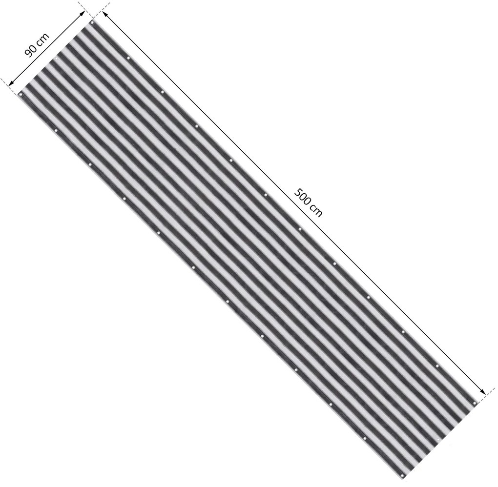 2 Peças de Revestimento de Varanda Tela de proteção de privacidade HDPE 500x90cm com cordas