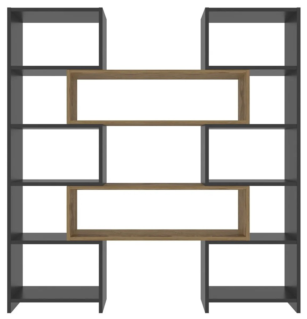 Estante Poyraz – Preto Carvalho – 163,5x150x22 cm