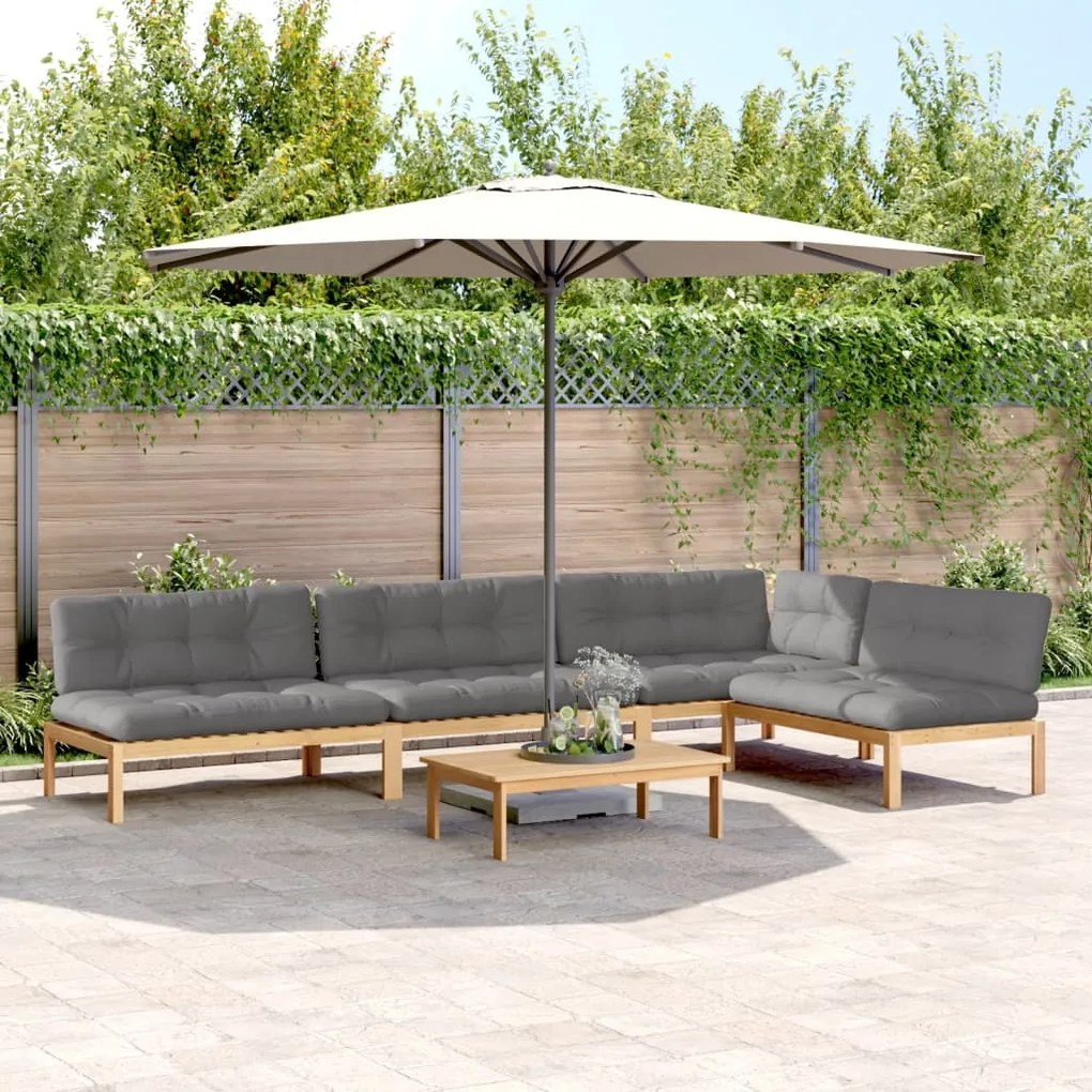 vidaXL 5 pcs móveis de paletes p/ jardim com almofadões acácia maciça