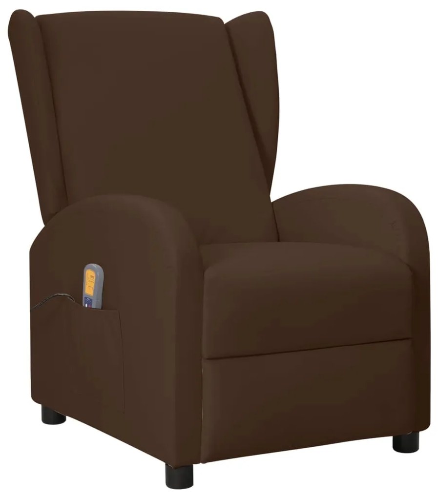 342334 vidaXL Poltrona reclinável massagens couro artificial castanho