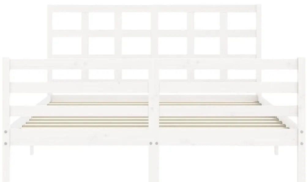 Estrutura de cama King Size com cabeceira madeira maciça branco