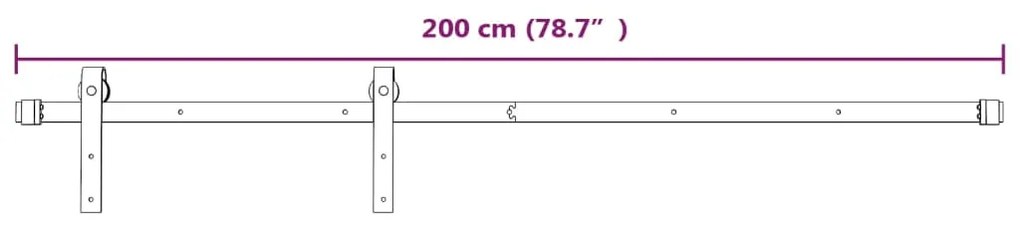 Kit de ferragens para porta deslizante 200 cm aço branco