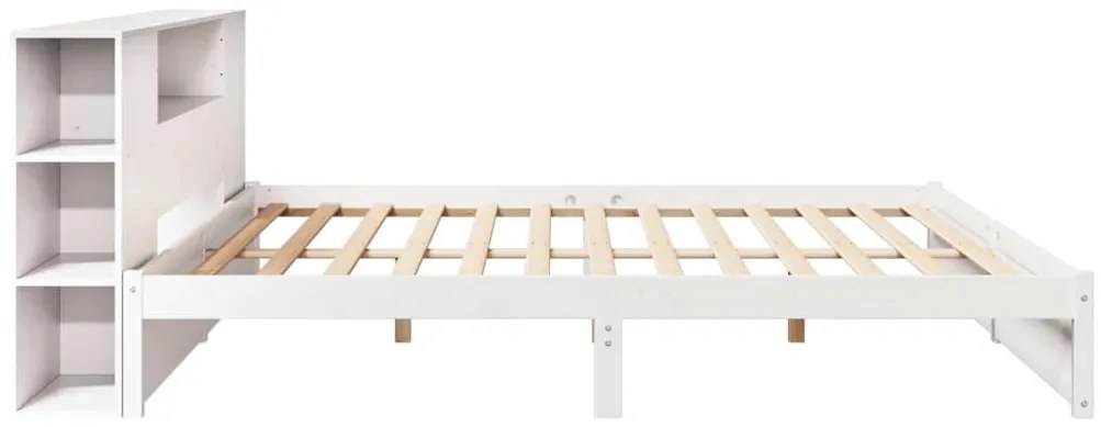 Cama com estante sem colchão 180x200 cm pinho maciço branco