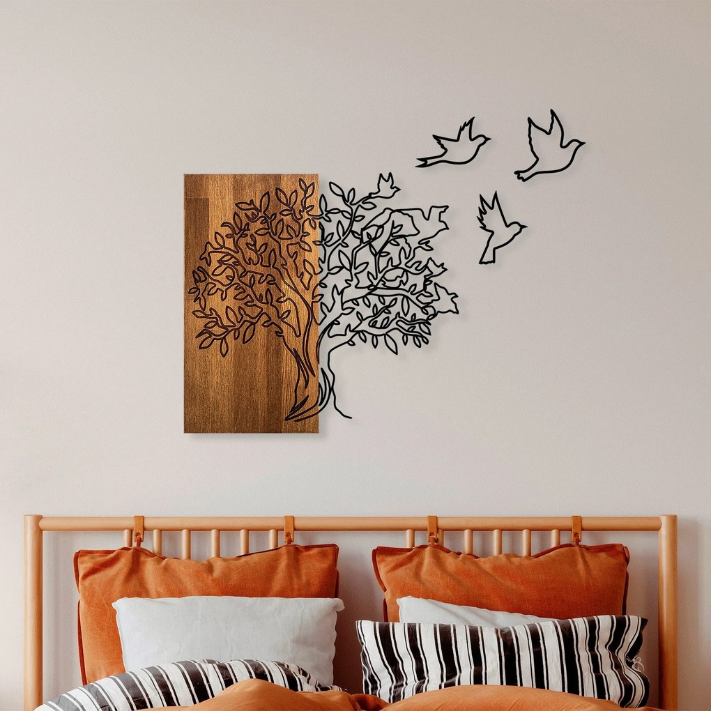 Acessório Decorativo de Parede Ma-391 – Nogueira e Preto – 61 x 58 cm
