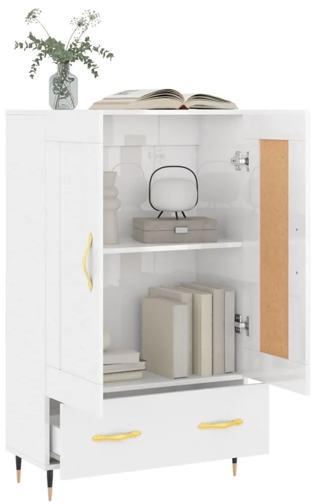 Aparador alto 69,5x31x115 cm derivados madeira branco brilhante