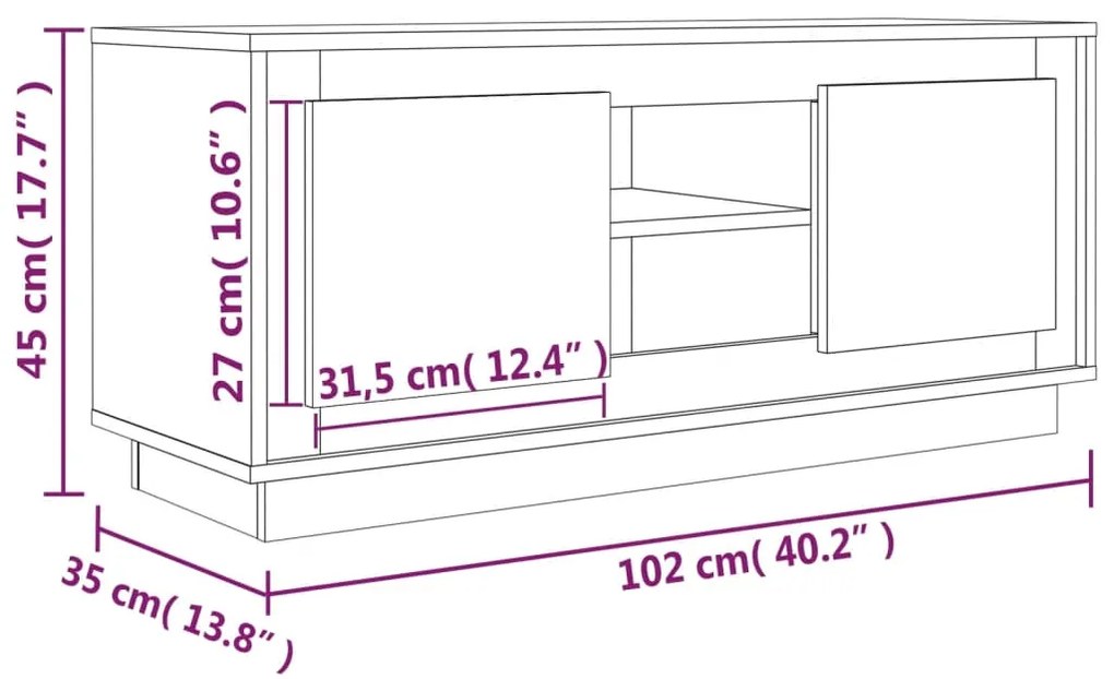 Móvel p/ TV 102x35x45 cm madeira processada carvalho sonoma