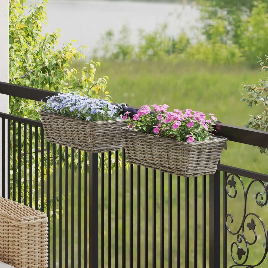 vidaXL Cesta de Plantador Suspensa 2 pcs Cinzeto 48 x 22 x 15 cm