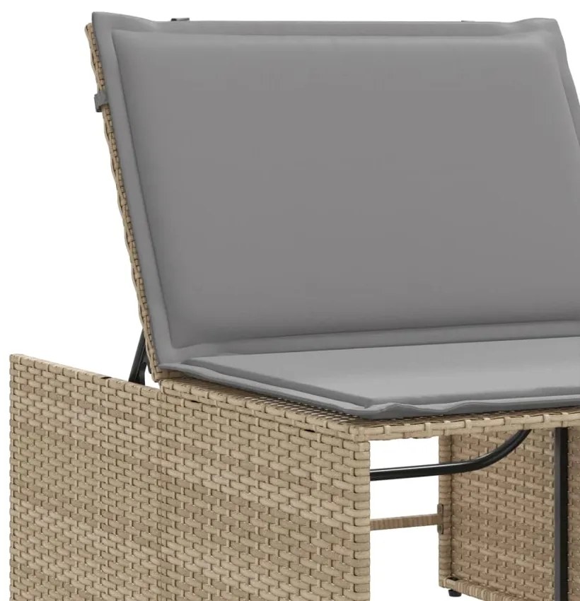 Espreguiçadeiras com mesa 2 pcs vime PE bege