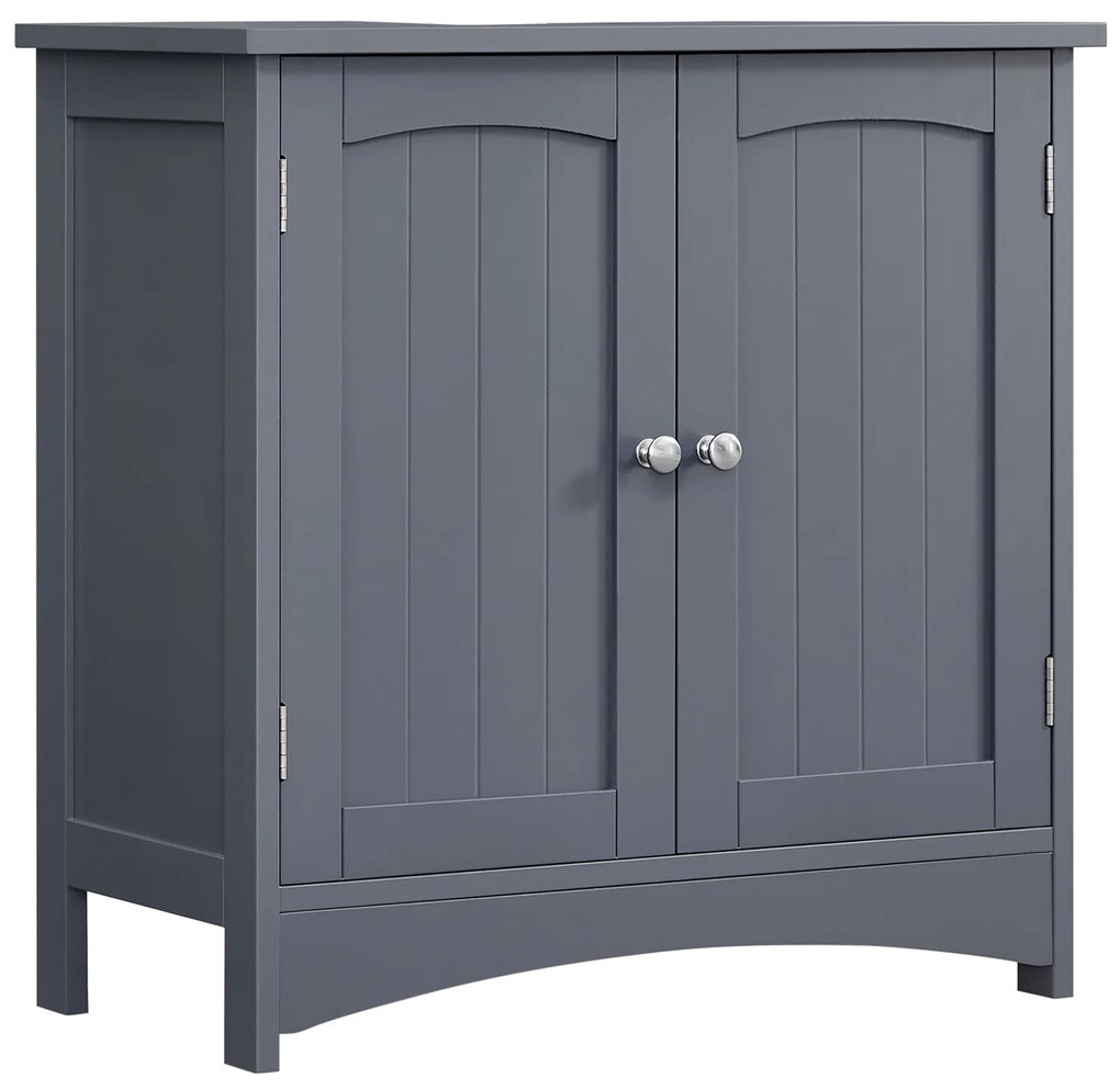 Armário de casa de banho para lavatório (não incluído) com 2 portas 60 x 30 x 60 cm Cinzento