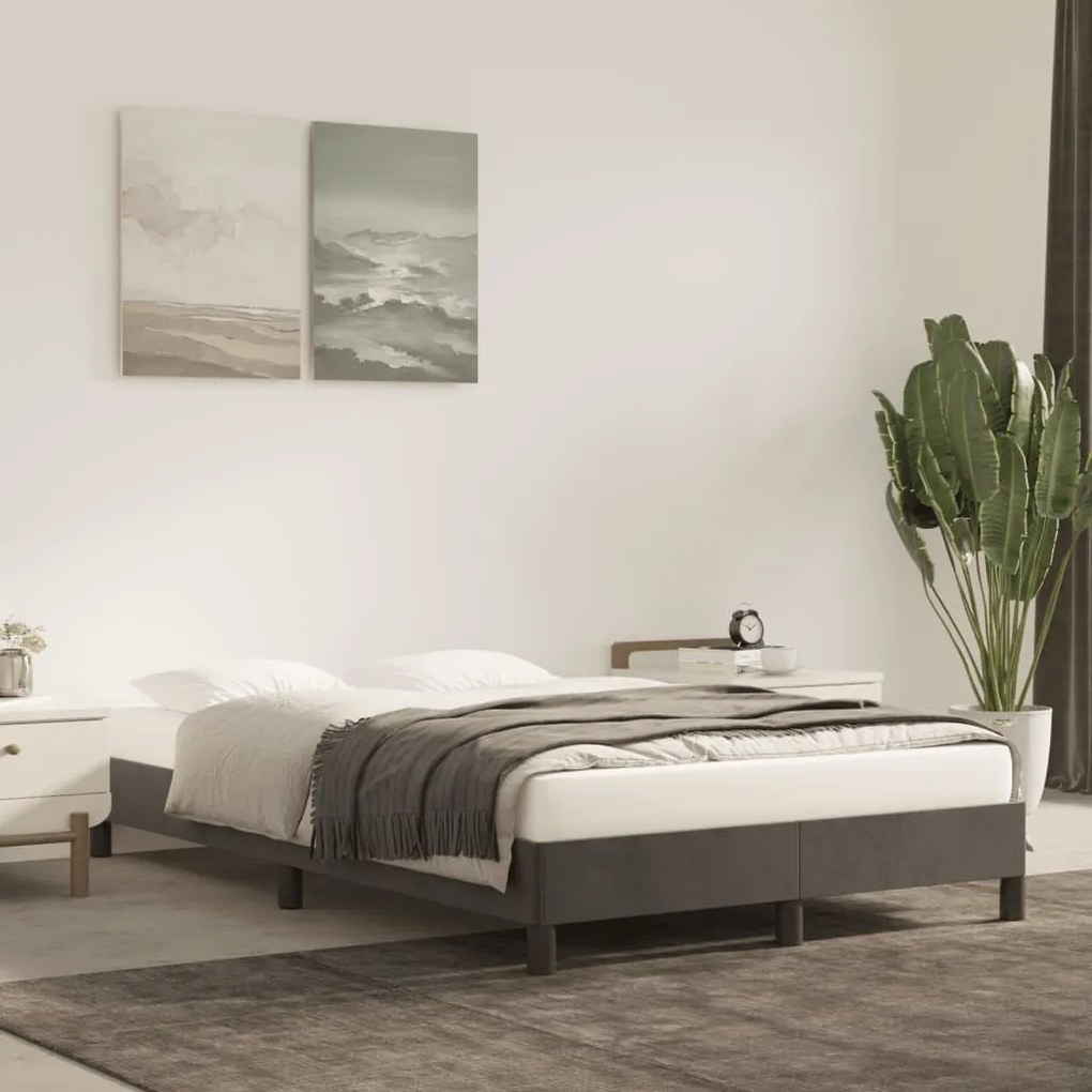 Estrutura de cama sem colchão 120x200 cm veludo cinzento-escuro