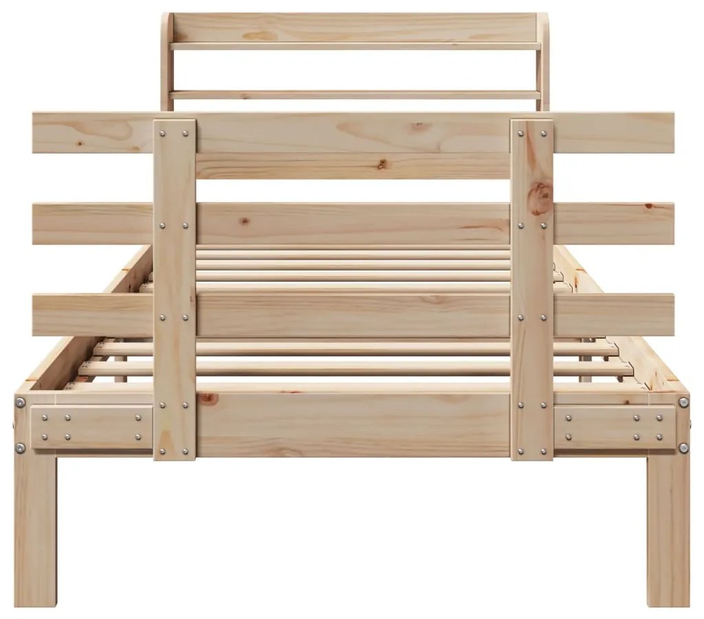 Estrutura de cama com cabeceira 100x200cm pinho maciço